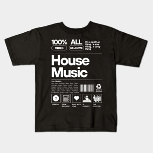 HOUSE MUSIC - Product Label (white) Kids T-Shirt